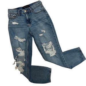 Aeropostale Women's Blue Distressed Mom Jean, Size 00